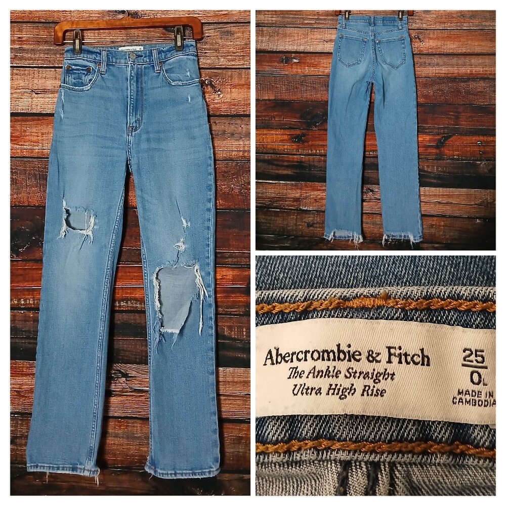 Abercrombie & Fitch Jeans 25 0 Ankle Straight Ultra High Rise Distressed
